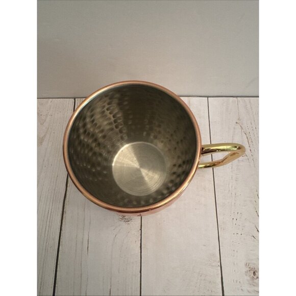 Bowring Moscow Mule Mug Glass Copper Hammered Dimple Pattern Cup 4" Tall NWT - Picture 2 of 3